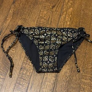 Guess Black and Metallic Gold Bikini Bottom